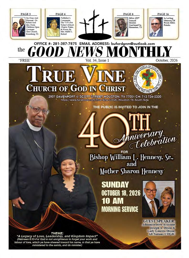 Cover Page of August 2026 Issue of The Good News Monthly